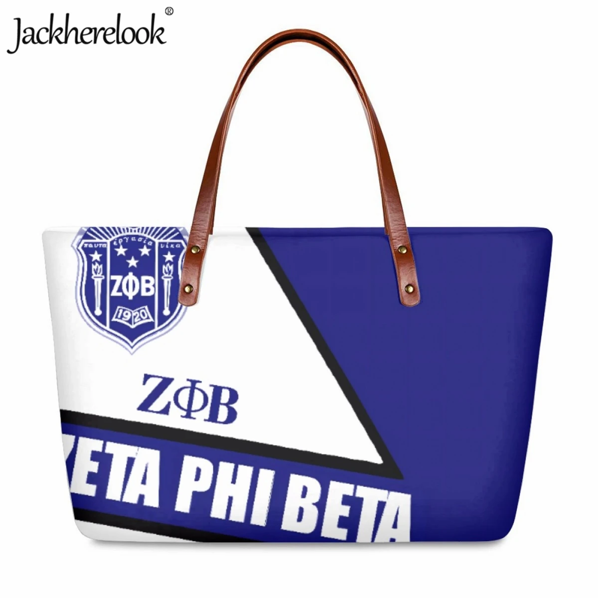 Jackherelook Fashion Zeta Phi Beta Sorority Design Women Handbag Large Capacity Shoulder Bag for Ladies Travel Beach Tote Bag