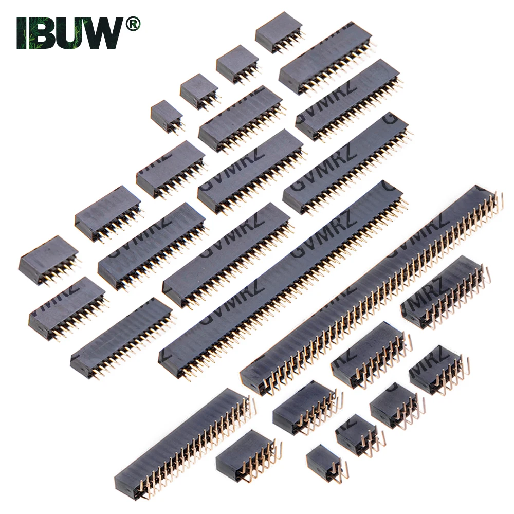 2.54mm Double Row Female 2~40P PCB Board Right bend angle Pin Header socket Connector Pinheader 2*/4/2x20/2X40 Component