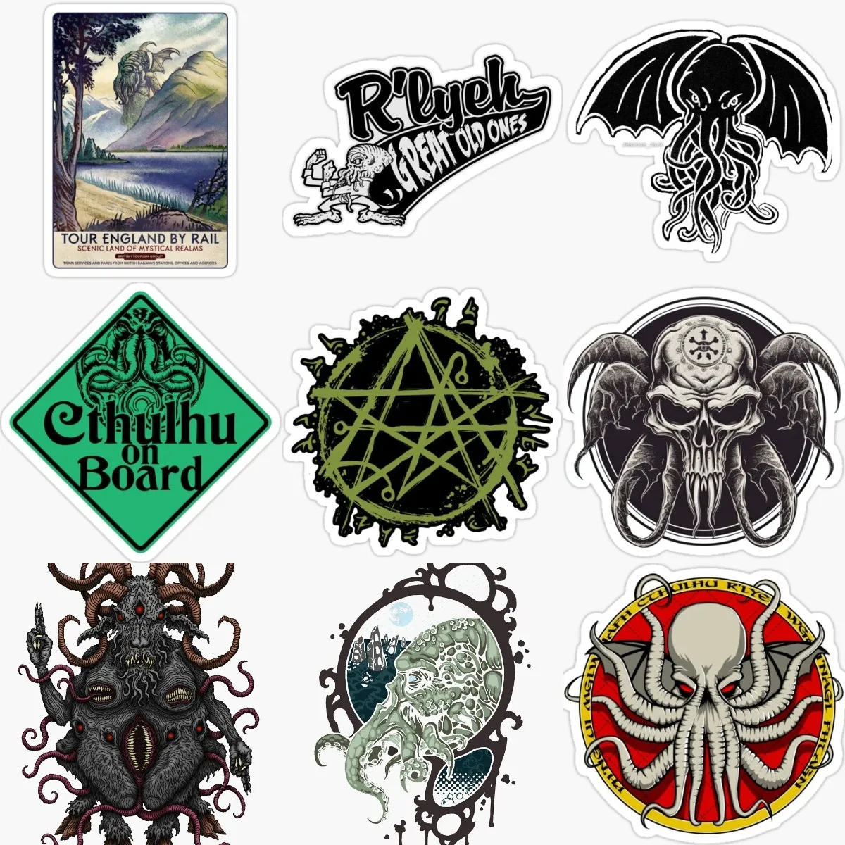 Cthulhu Great Old Ones Octopus Monster Tentacles Creative PVC Sticker for Decorate Fridge Wall Car Window Helmet Bumper Decal