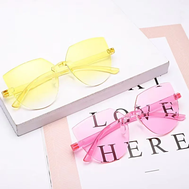 Frameless Jelly Colored Transparent Sunglasses Fashionable Women's Candy Colored Irregular One-Piece Sun Glasses