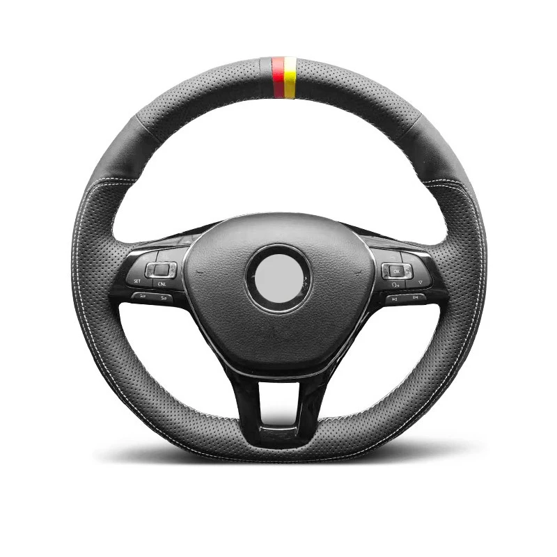 Genuine Leather Suede Steering Wheel Cover Car Accessories for Volkswagen VW GOLF 7 7.5 GTI / GOLF R MK7 7.5 / POLO GTI SCIROCCO