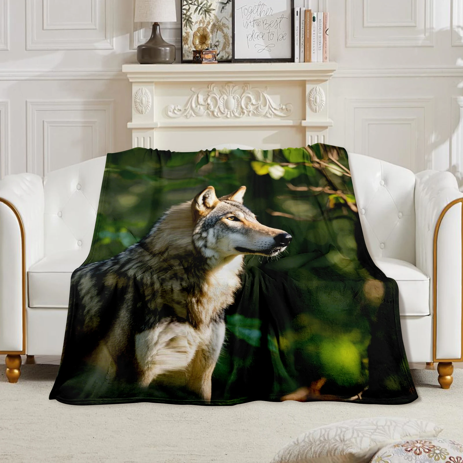 Cozy Blanket Featuring Wolves Gazing Into The Distance In A Sunlit Forest Perfect For Bringing Nature And Warmth To Loved Ones