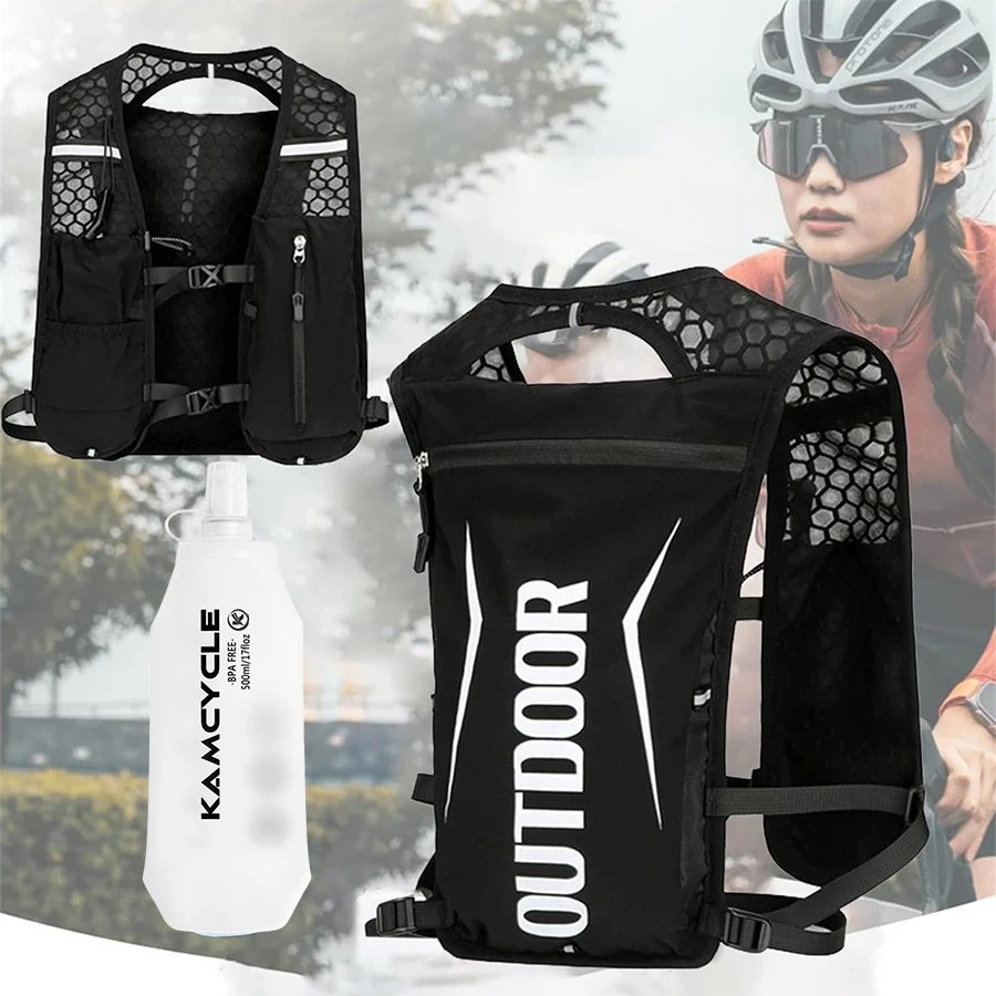 Running Vest,Hydration Vest with 500ML Soft Flask,Lightweight Hydration Pack Water Backpack for Hiking Race