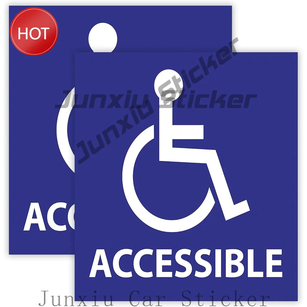 2 Pack Accessible Wheelchair Icon Double Sided PVC Sticker For Doors And Entrance Windows Safety Reminder Decal