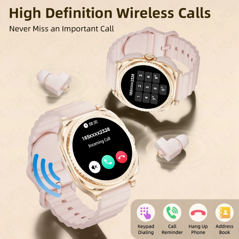 LIGE 2 In 1 TWS Headset Smart Watch 1.53