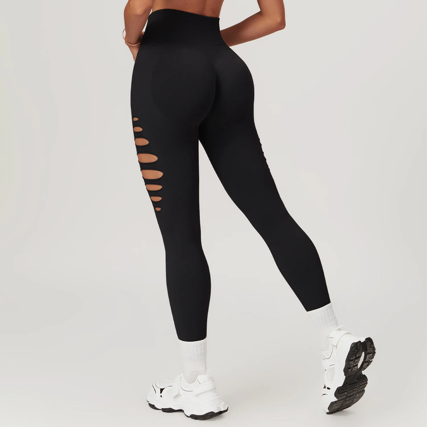 Bezszwowe spodnie do jogi drążące legginsy legginsy damskie Fitness legginsy do biegania legginsy sportowe odzież sportowa treningowe z wysokim