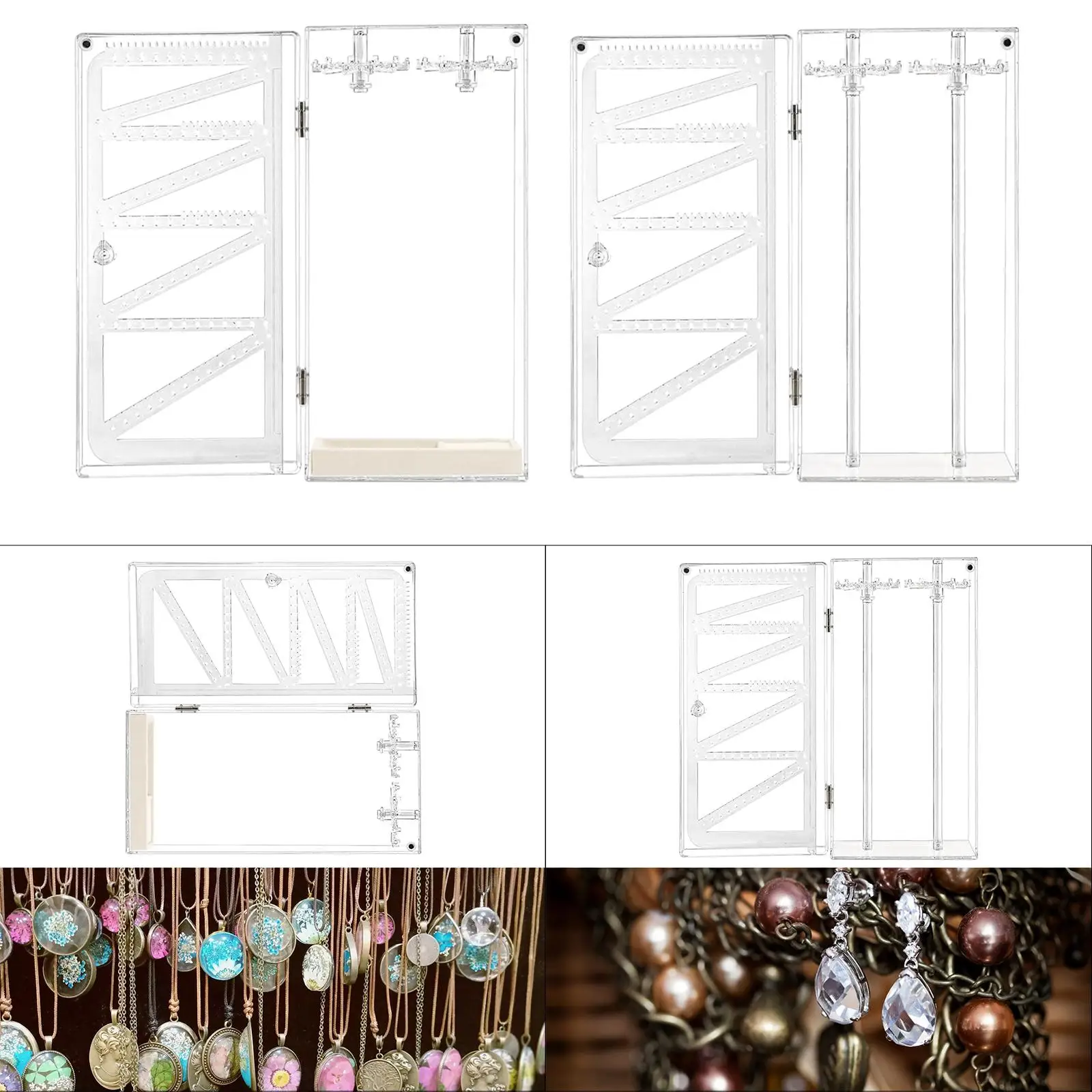 アクリルネックレスホルダー スタンドオーガナイザー ファッション 24個のフック付き 回転式