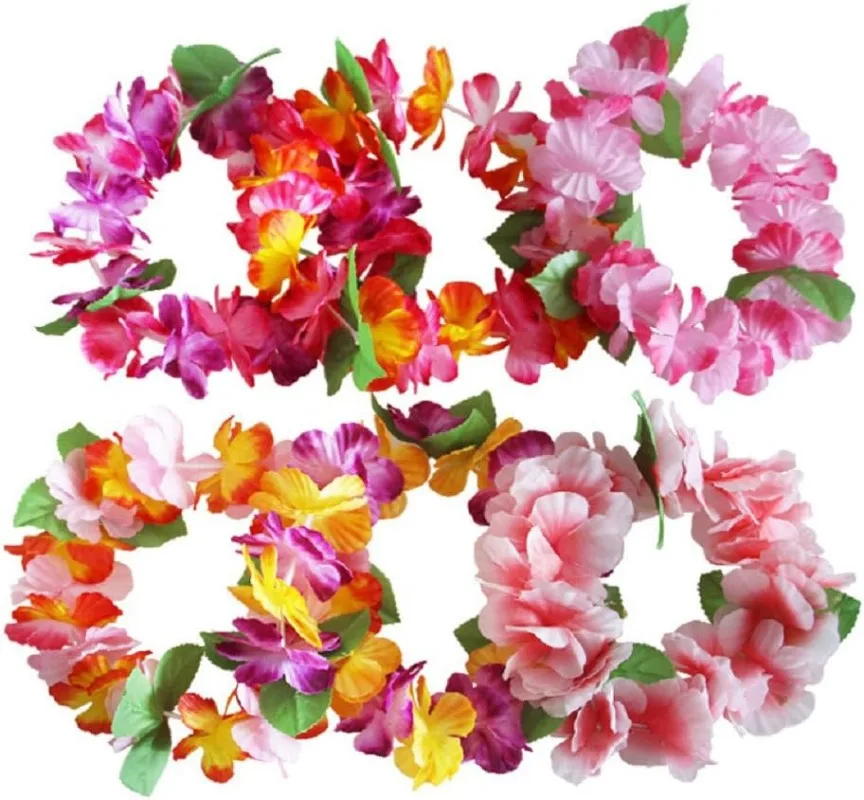 6PCS  Hawaiian Garlands Headband Tropical Hawaiian Flower Headdress Garlands, Summer Beach Pool Party Decorations