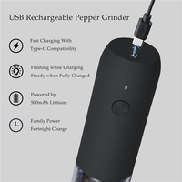 -A89Z 2 Packs Automatic Electric Salt And Pepper Grinders - USB Rechargeable, Adjustable Grinding Levels