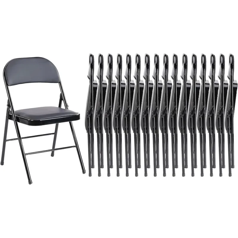 Folding Chair 16 Pack, Leather Padded Folding Chairs, Sturdy Metal Foldable Chairs, Easy to Use and Store