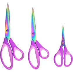 3PCS Craft Scissors Set Sharp Titanium Blades Shears Rubber Soft Grip Handle Fabric Scissors Tool Great For Adults Office Sewing