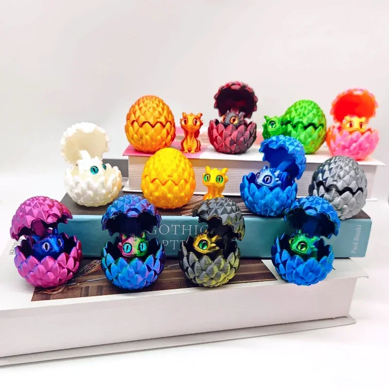 Mini 3D Printed Dragon with Eggs Eyes for Home Decor Little Dragon Egg Kids Toy Gift Figure Accessories Decoration Статуэтки