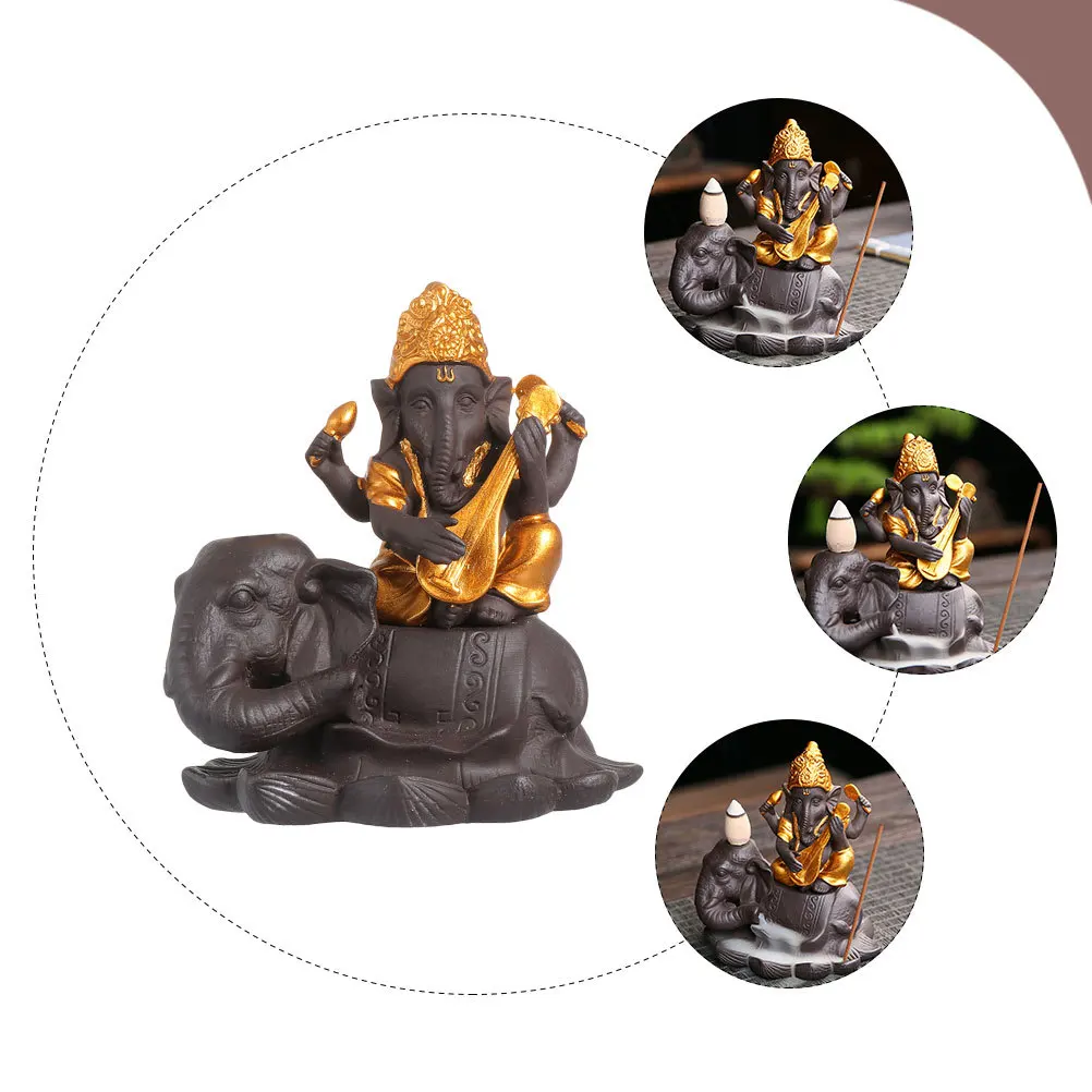 

Ganesha God Head Backflow Incense Burner Ceramic Censer Unique Home Office Relaxation Aromatherapy Incense Holder Decoration