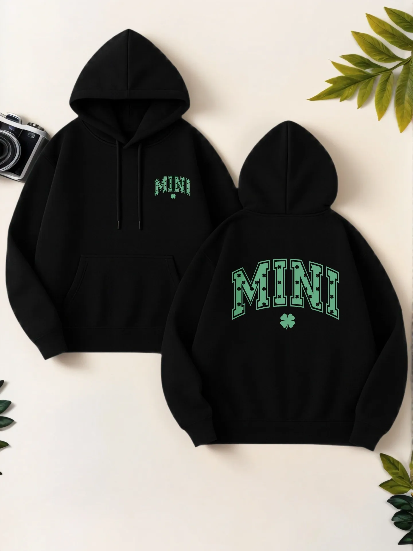 

Essential Hoodie, Mini Letter Print, Casual Aesthetic, Soft Fabric, Casual Everyday Wear, For Teens