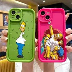 The Simpsons custodia antiurto Disney per Apple iPhone 11 14 Pro Max 15 Plus 12 13 custodia protettiva in Silicone Funda TPU per telefono