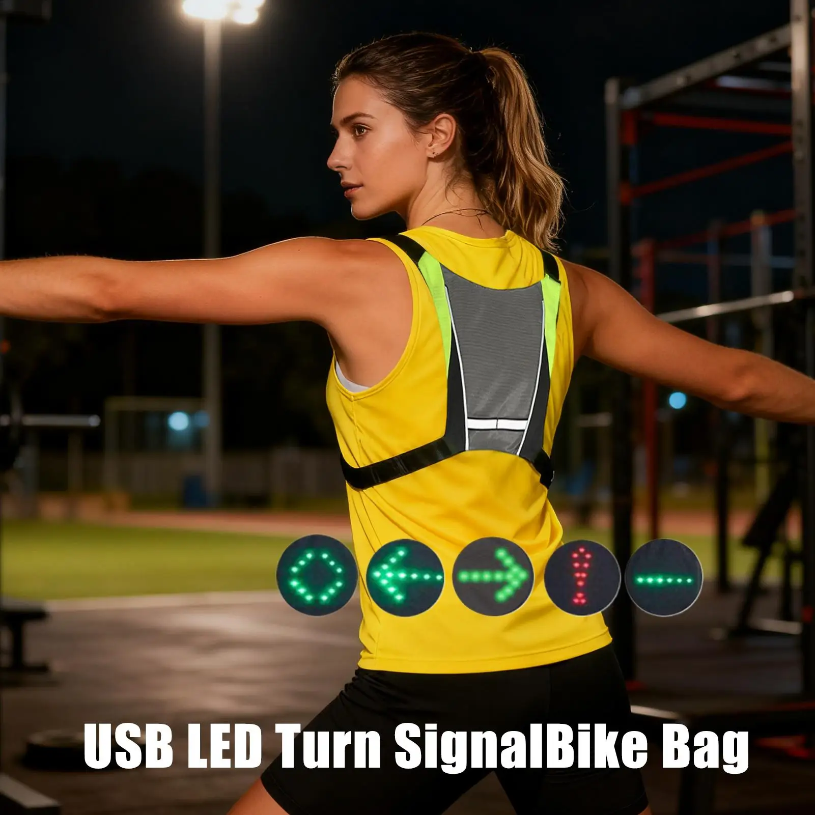 

LED Bike Vest 3 Modes Adjustable Remote Control Tool Wireless Bike Turn Backpack for Family Commute Fitness City Trail Riding