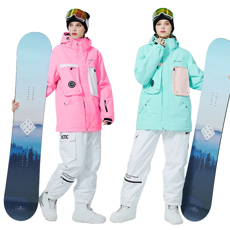 Ski Suit Couples Colorful Ski Jacket Ski Pants Warm Windproof Winter Snow Overalls Waterproof Outdoor Snowboarding Clothes Women