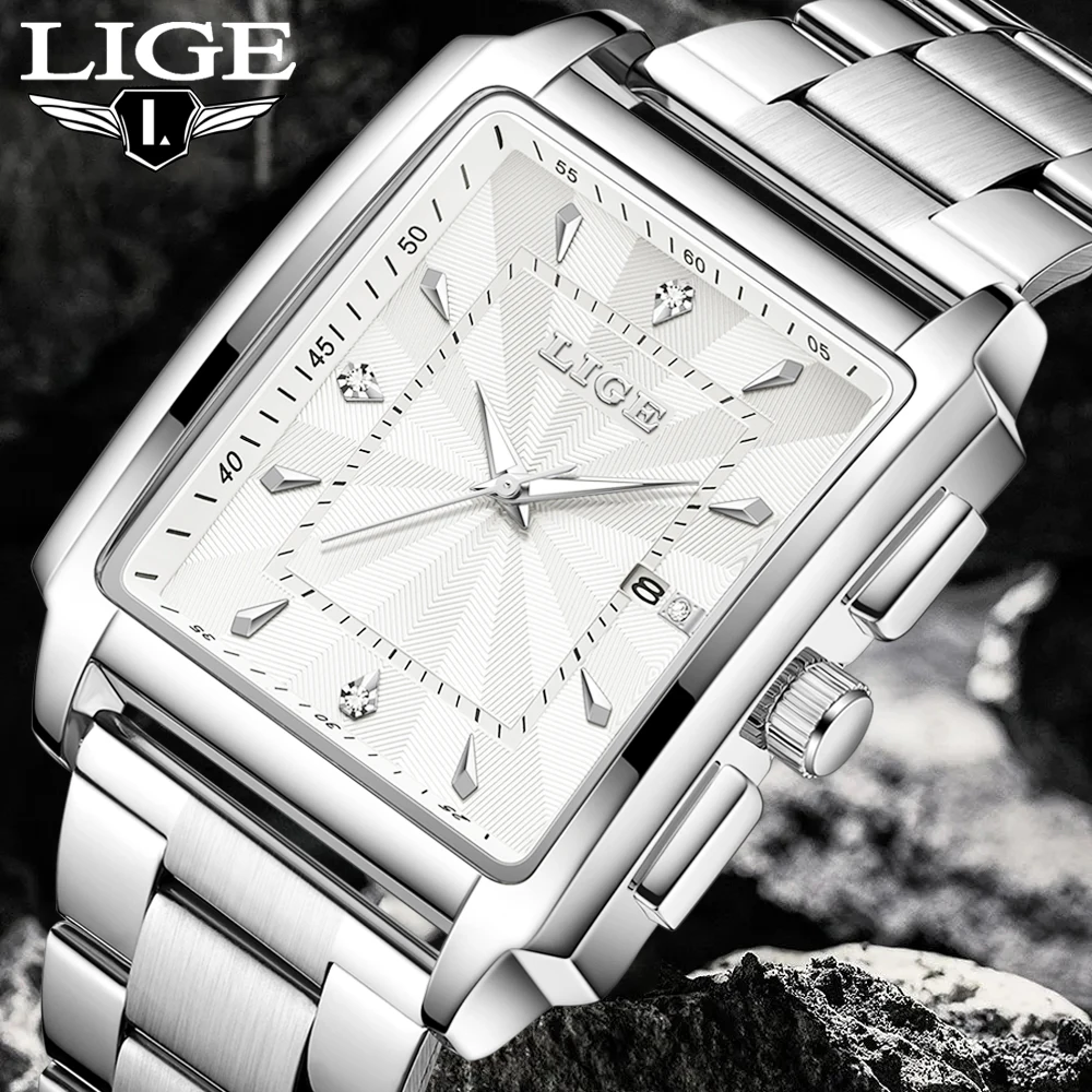 

LIGE Fashion New Men Watch Quartz Stainless Steel Luxury Wristwatch with Date Business Casual Watches For Men relogio masculino