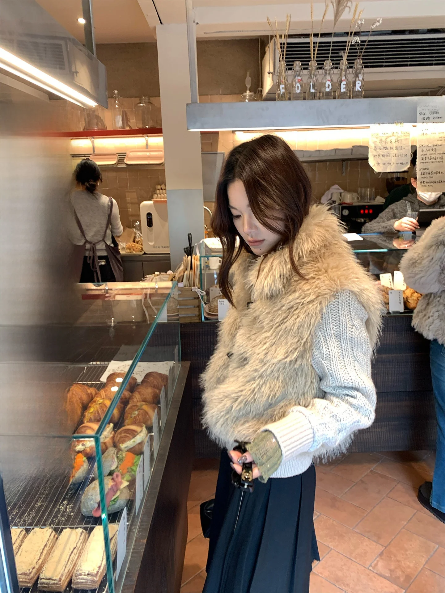 

Mar Autumn Winter New Style Wool Blend Buttoned Patchwork Sweater Cardigan Suede Outerwear Women's Daily Wear Thick Lo...