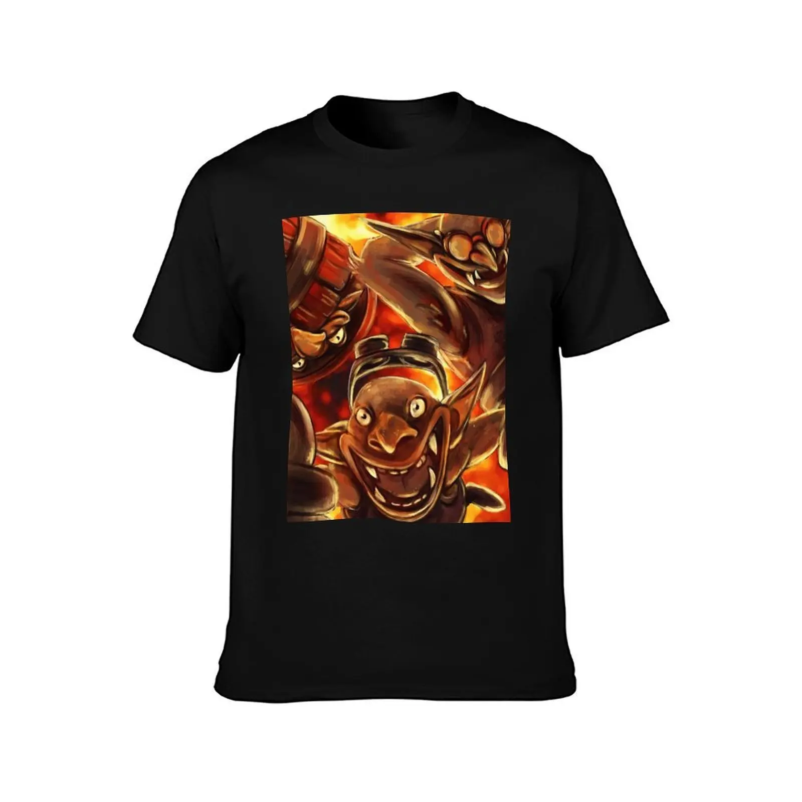 techies dota 2 art T-Shirt, Summer Casual Cotton Tee, Oversized Streetwear Tops, Vintage Graphic Print, Loose Fit Short Sleeve
