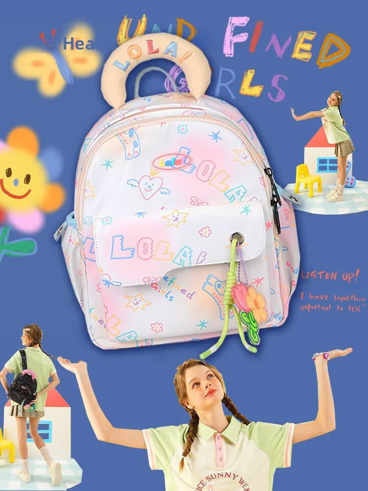 Design Graffiti Street Small Double Shoulder Backpack Lightweight Travel Female Bag Hiking School Commuting Waterproof