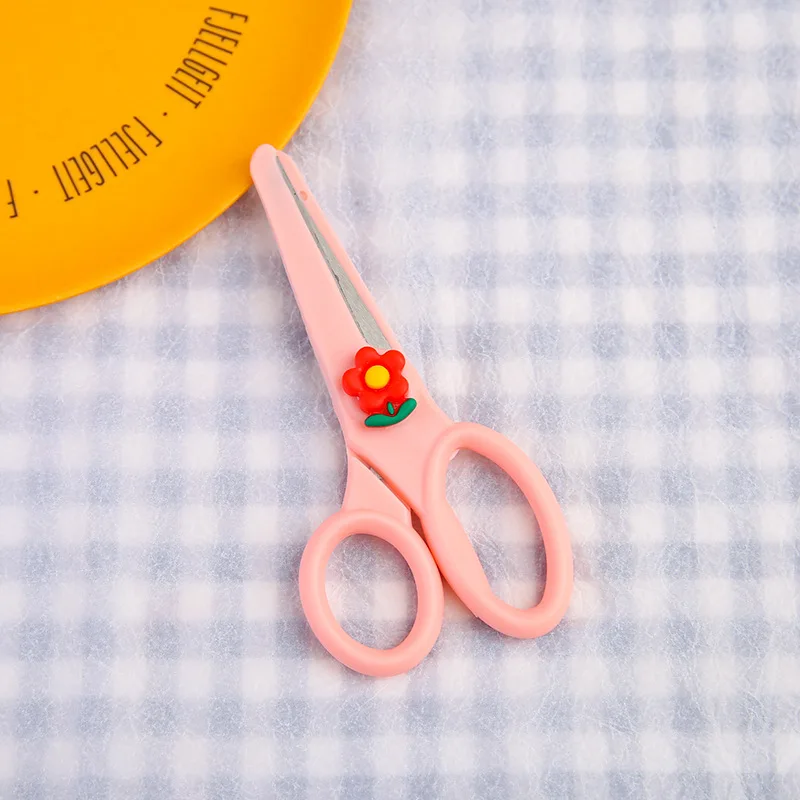 Tijeras de seguridad de cabeza redonda para estudiantes, lindas tijeras de mano de corte de papel DIY, tijeras de Arte de oficina portátiles