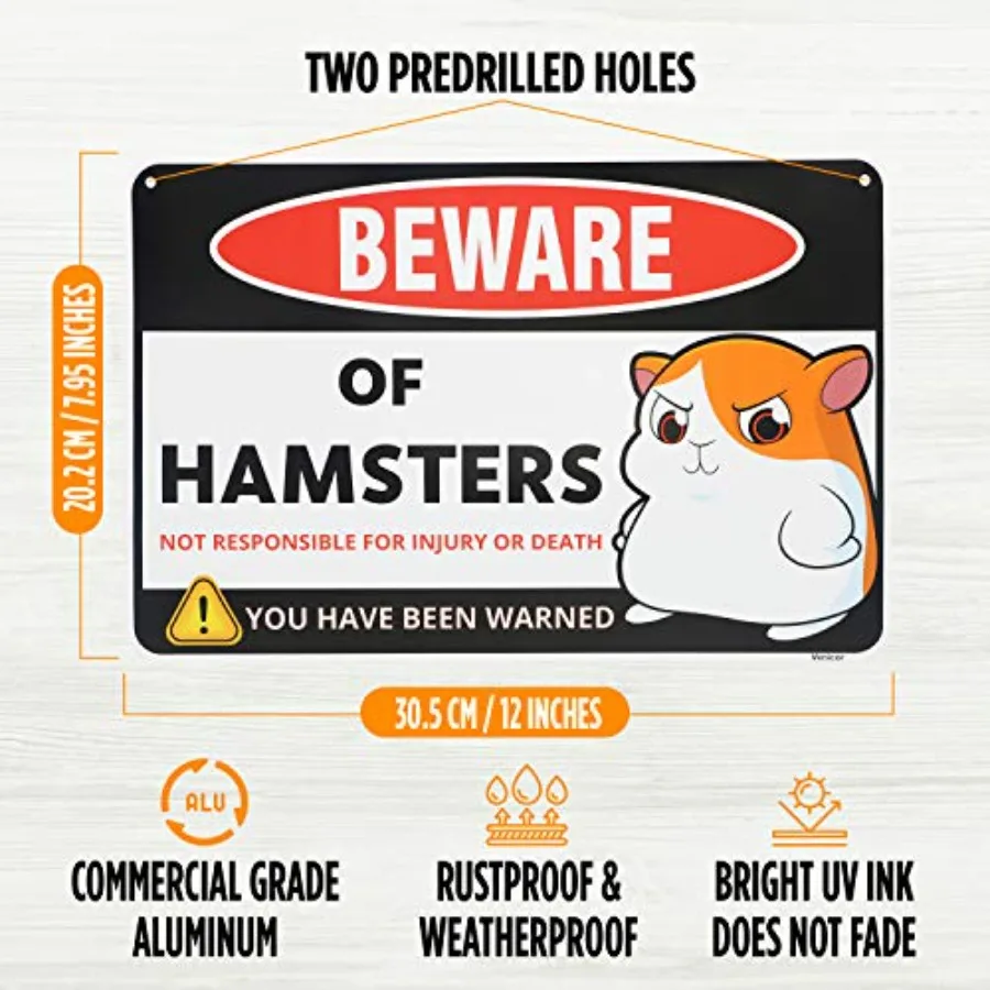 علامة الهامستر ديكور 8 × 12 بوصة الألومنيوم قفص هامستر اكسسوارات الهامستر الهدايا الأشياء اللعب الملابس ملصقات الاشياء