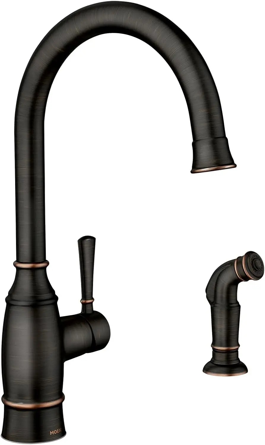 

Mediterranean Bronze Single-Handle Kitchen Faucet with Side Sprayer, Easy Installation