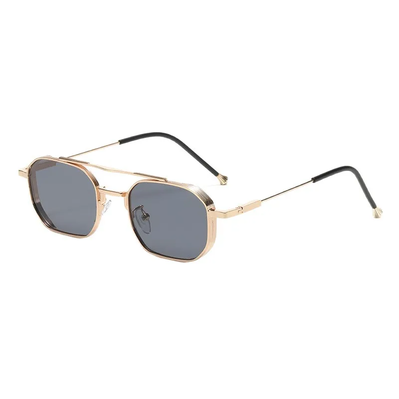 New Trendy Fashion Metal Double-Bridge Sunglasses Premium Business Square-Frame UV-Protective Eyewear Classic Driving Shades