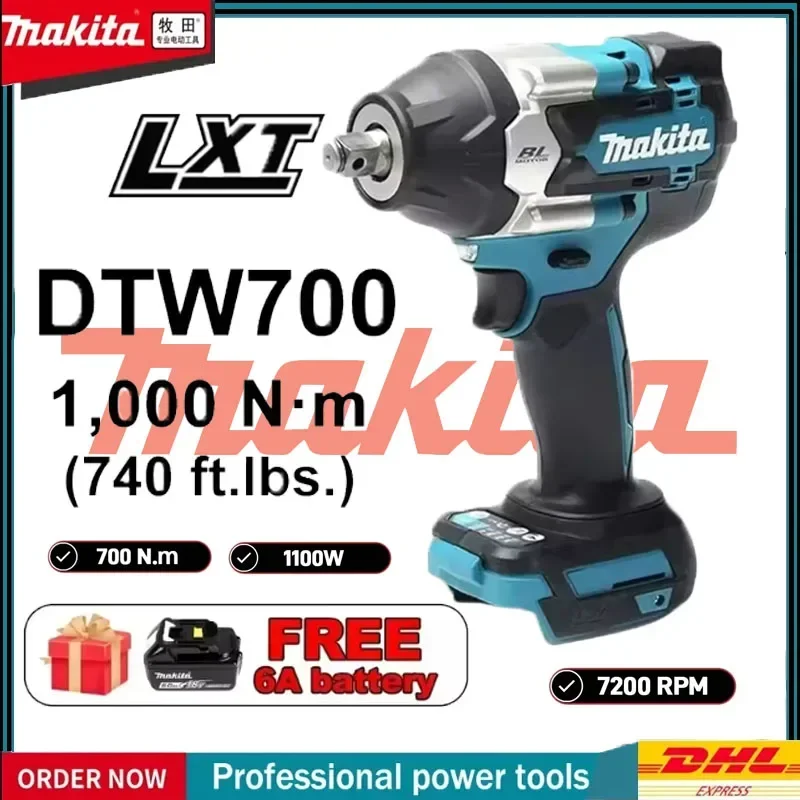 Makita DTW700 18V Bürstenloser Elektrischer Schraubenschlüssel Kabelloser Bohrschrauber Hochdrehmoment-Elektrowerkzeug Drehmomentschlüssel Wiederaufladbar