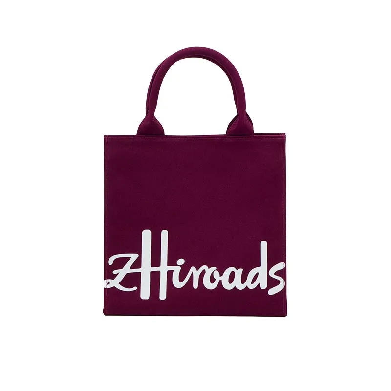 

Luxury High-Density Cotton Canvas Tote Bag Thickened Structured Shopper Wine Red Designer Style Handbag
