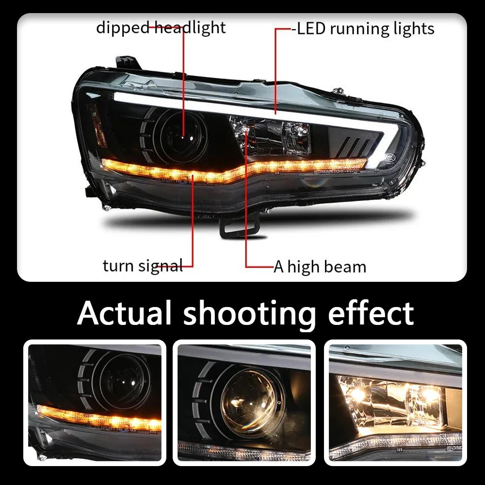 Kompletny zestaw reflektorów przednich LED do Mitsubishi Lancer-ex 09-18, światła do jazdy dziennej DRL, 2 sztuki
