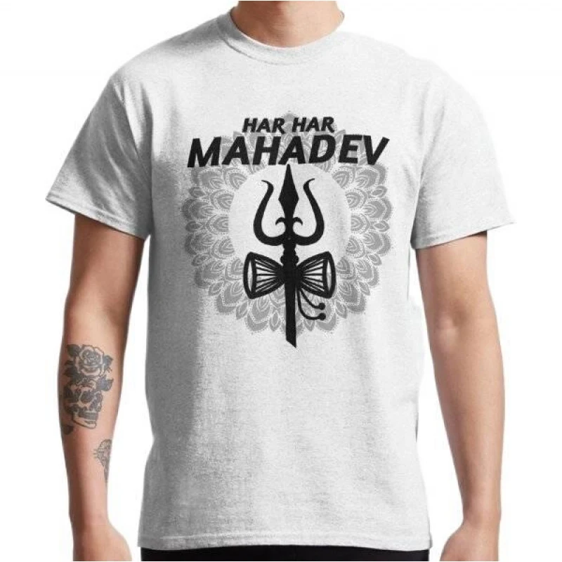 

Har har mahadev - Lord shiva Gift t shirt Hindu Mythology printed O-Neck short sleeve 100% cotton Graphic clothes All size tops