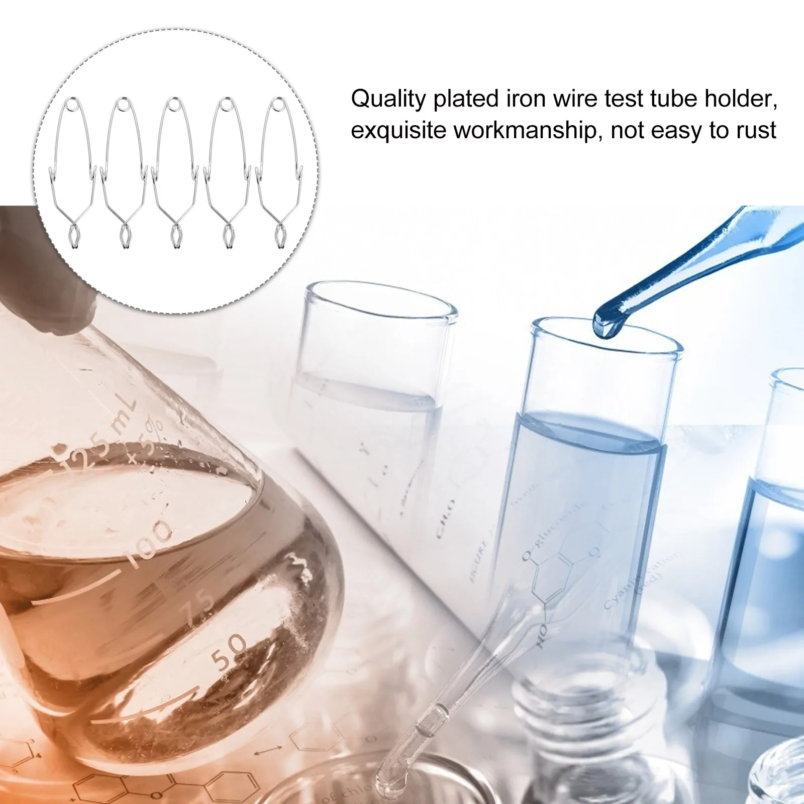 

5pcs Test Holder Iron Wire Test Tube Clamp Clamp for Lab Experiment Accessory Tube Rack St Laboratory Equipment