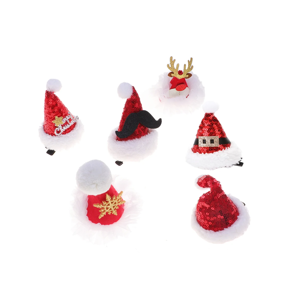 

6 PCS Santa Hat Christmas Decorative Hair Clip Miss Clips Accessories Sweet Hairpin