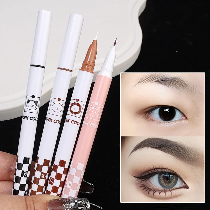 Ultra Thin White Liquid Eyeliner Pen Waterproof Quick Dry Non Smudging Silky Matte Lying Silkworm Eye Liner Pen Eyes Makeup Tool