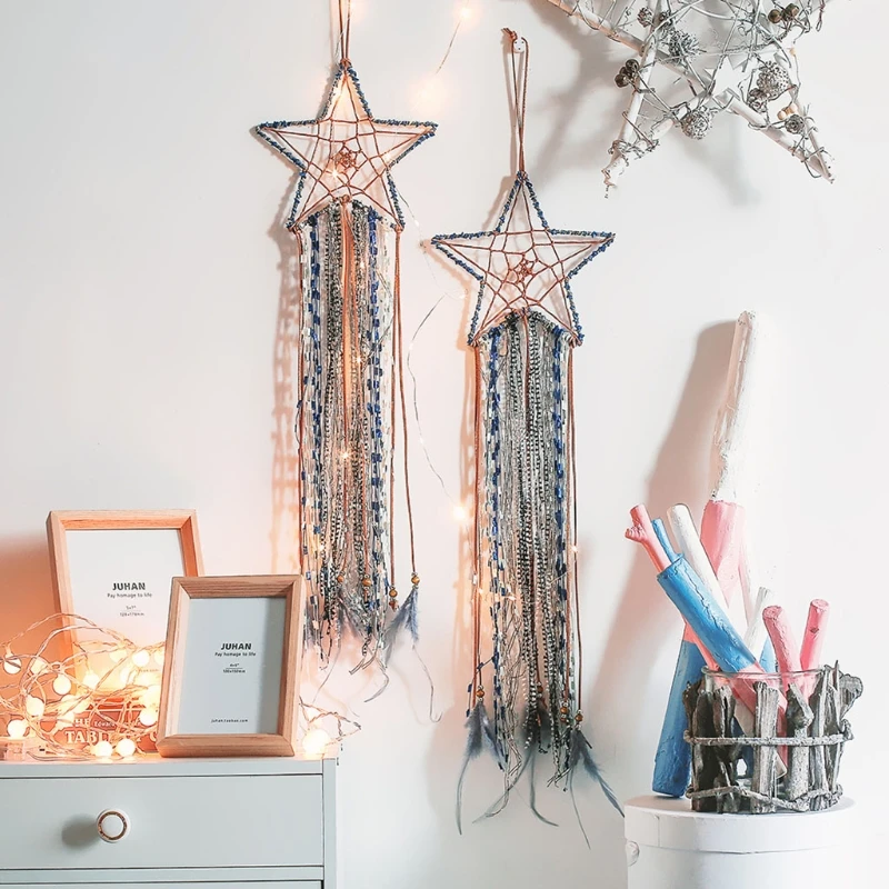 Vòng Tay Dreamcatcher Vòng Kim Loại Macrame Ngôi Sao Vòng Khung Vòng Tròn Trang Sức Giọt