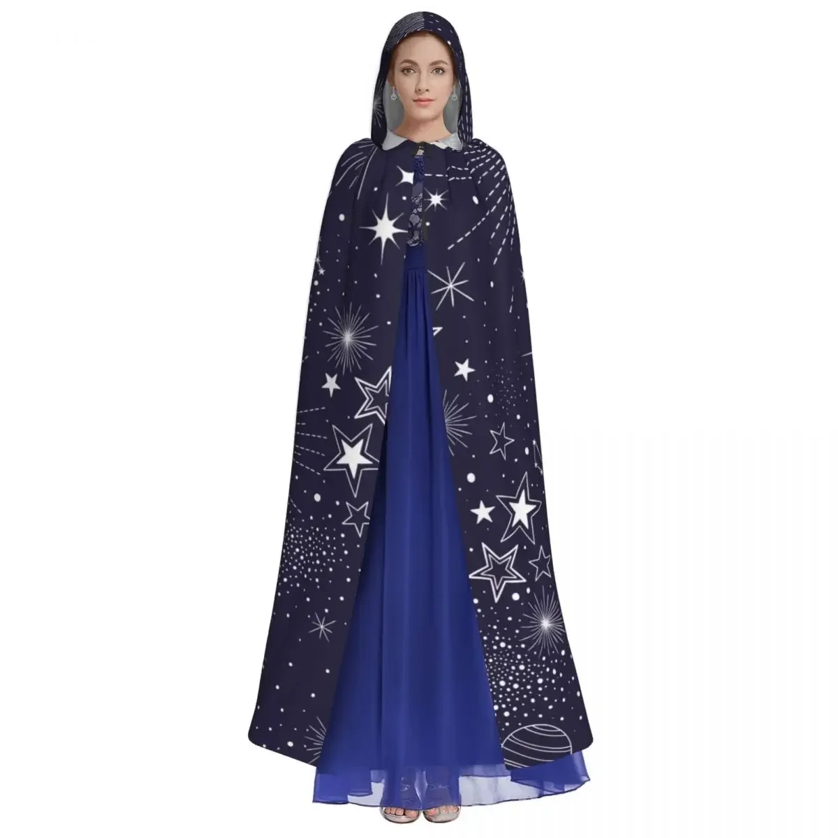 Party Unisex Witch Cloak ,Vampires Stars Sun Moon Planet And Eyes