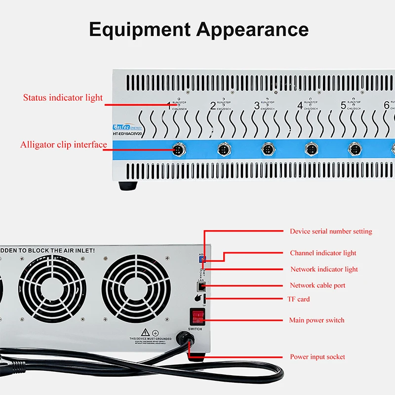 8 Channels NiMH Lead-acid Battery Charge Discharge Tester 20V Battery Capacity Tester With Voltage Equalization and Support PC
