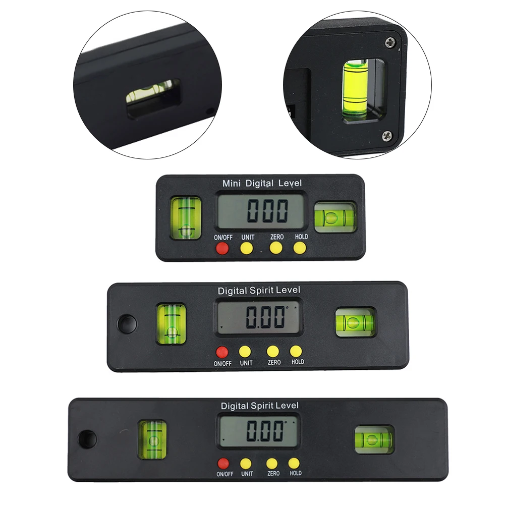

100/150/200mm Digital Level Electronic Angle Meter With Magnetic Base Protractor On/off Button Absolute/Relative Angle Measure