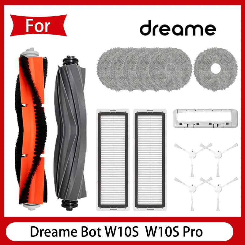 Dreame Bot W10S W10S Pro  Robot Vacuum Cleaner Spare Parts, Rubber / Side Brush, Cover, Filter, Mop Rag, Dust Bag Optional