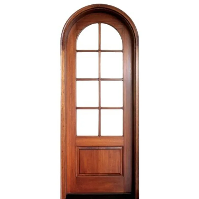 Solid wood curved glass door, silent soundproof indoor arched door