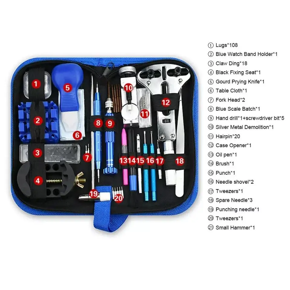 212pcs Watch Opener Repair Tool Kit Watch Case Repairing Opener Band Link Storage Bag Screwdriver Watchmaker Repair Tools kit