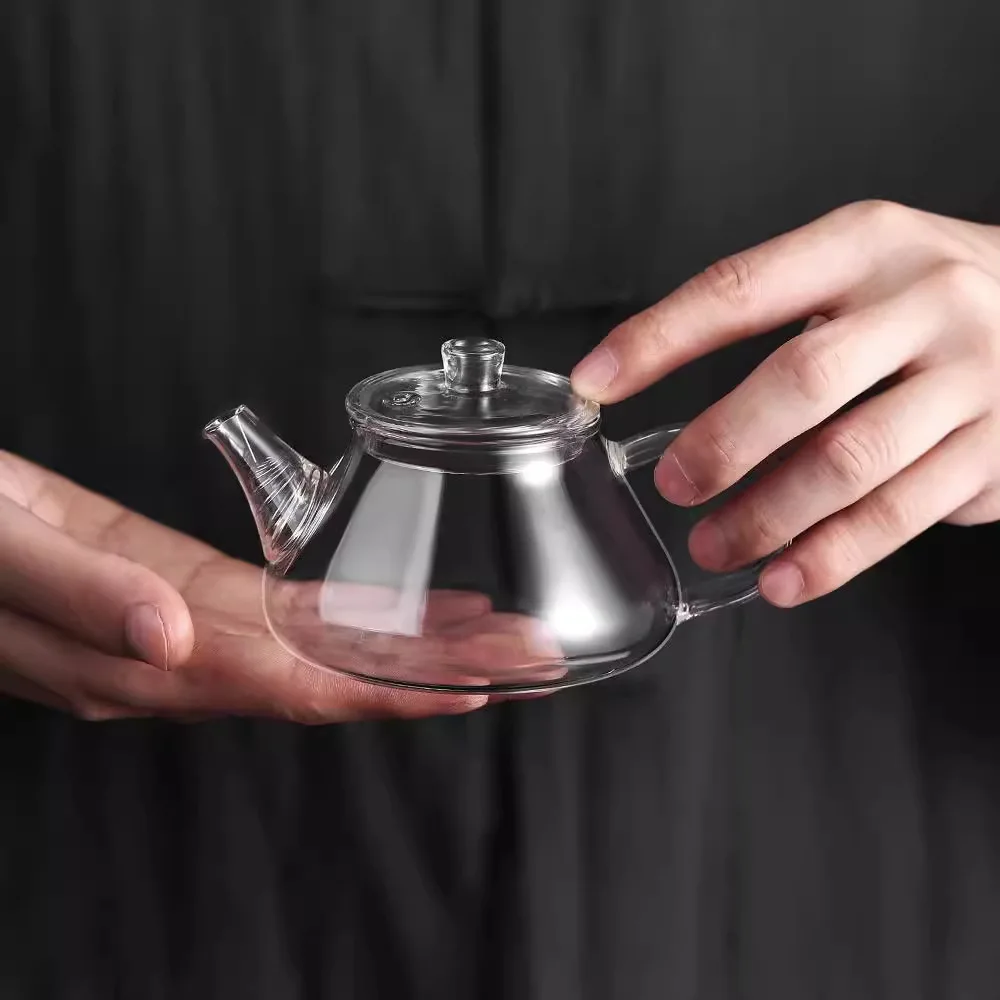 إبريق شاي زجاجي صغير مقاوم للحرارة مع فلتر تخمير شاي بالأعشاب المزهرة غلاية شاي الكونغ فو المنزلية براد شاي