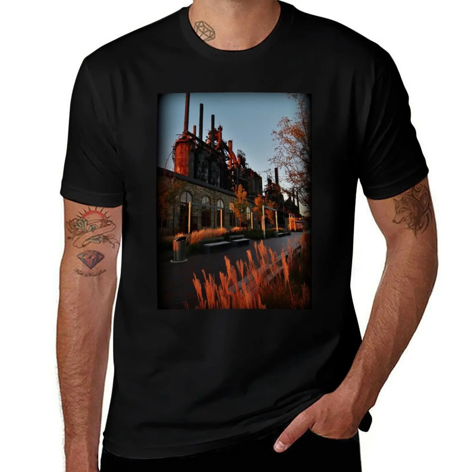

Golden Hour At The Stacks T-Shirt Anime t-shirt graphic shirts clothes mens clothing