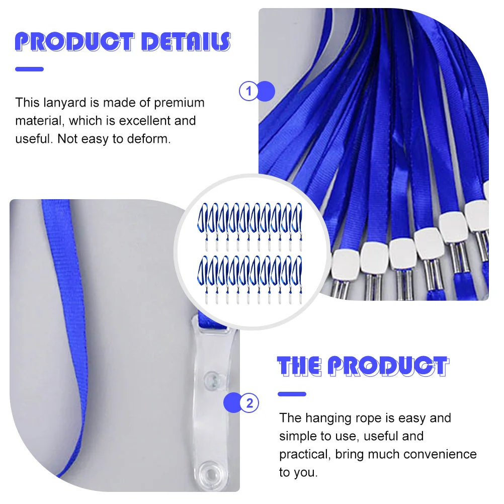 

20Pcs Work Card Breakaway Lanyards Blue Neck Strap Easy Use Badge Holder for Office School Factory Breakaway Lanyards