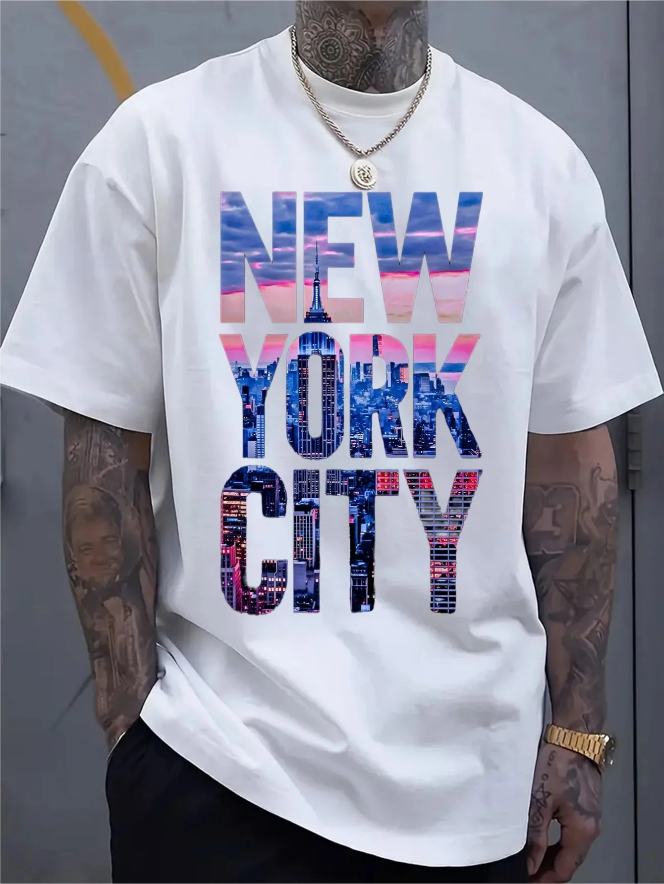 

2026-2027 High-Quality Men's Summer New Thickened Cotton Short Sleeve T-Shirt with Premium Printed Design Trendy Brand