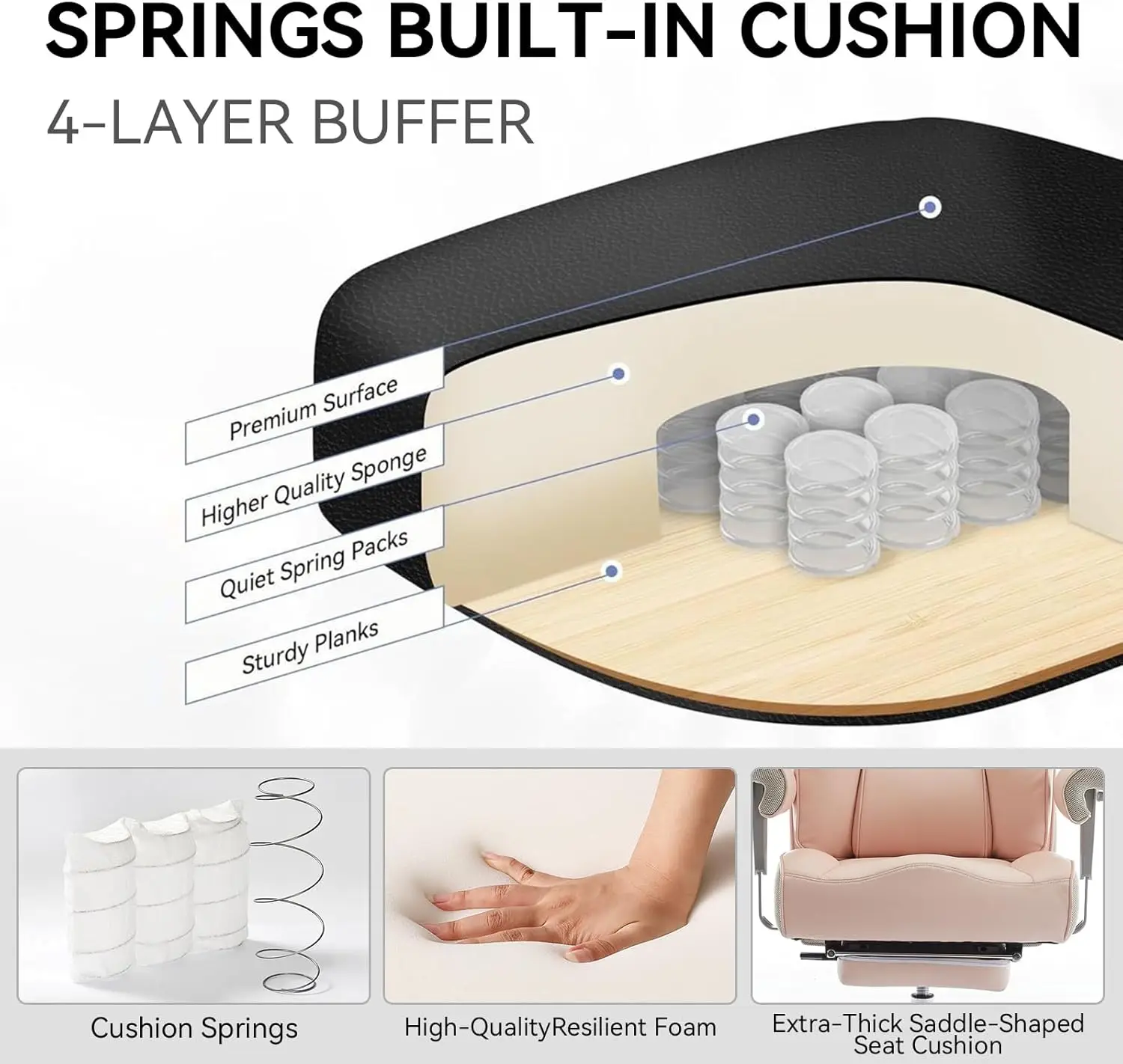 Efomao Big and Tall Ergonomic Office Chair 450LBS with Foot Rest, High Back PU Leather Executive Chair with Adjustable Padded Ar