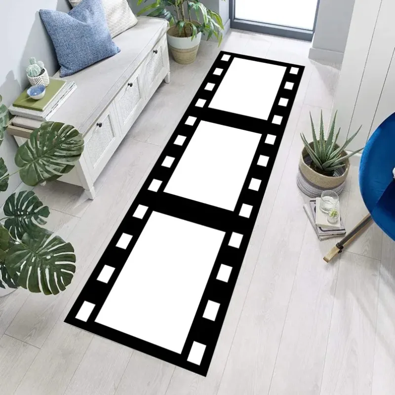 Black White Stripe Pattern Runner Rug Bedroom Room Bed Blanket Shoes Room Living Room Bedroom Kitchen Washable Carpet Mat