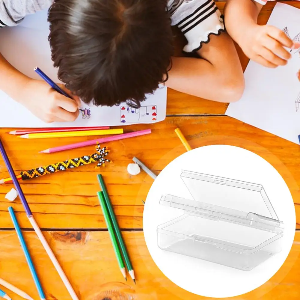 Durable Pencil Case Stackable Pencil Box Stackable Double Layer Transparent Plastic Pencil Case Capacity Stationery for Students